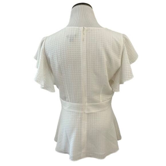 EUC Ann Taylor Off-White Flutter Sleeve Peplum Blouse. Size M. - Picture 7 of 9